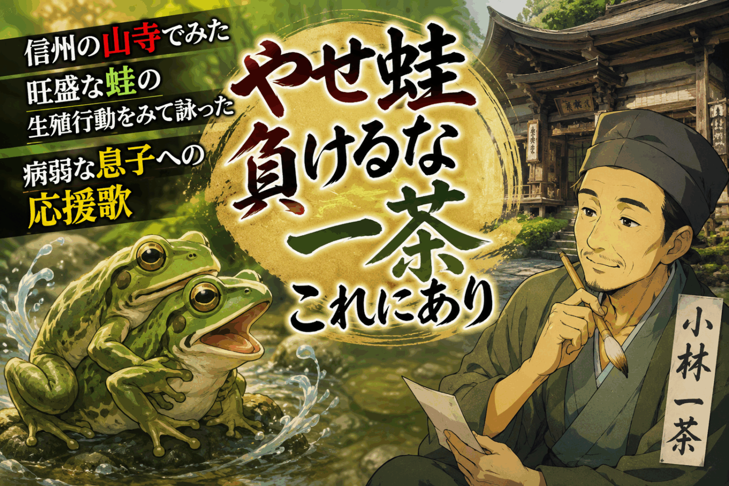 やせ蛙負けるな一茶これにあり」は信州の山寺でみた旺盛な蛙の生殖行動